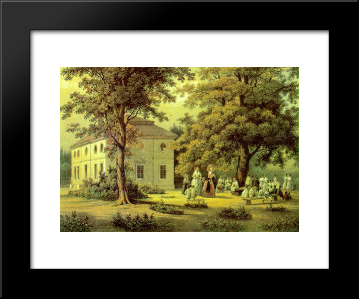 School For Peasants Children In Verkiai 20x24 Black Modern Wood Framed Art Print Poster by Sadovnikov, Vasily