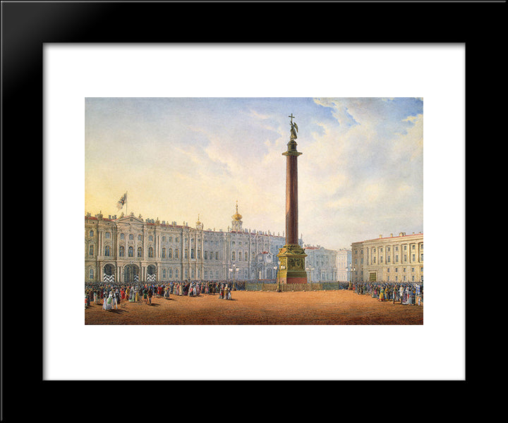 View Of Palace Square And Winter Palace In St. Petersburg 20x24 Black Modern Wood Framed Art Print Poster by Sadovnikov, Vasily