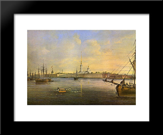 View Of The Neva And The Peter And Paul Fortress 20x24 Black Modern Wood Framed Art Print Poster by Sadovnikov, Vasily