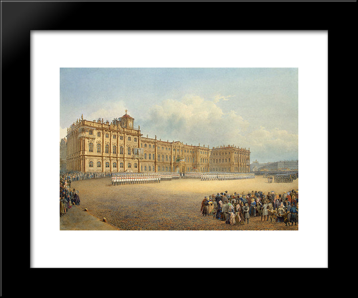 View Of The Winter Palace From The Admiralty 20x24 Black Modern Wood Framed Art Print Poster by Sadovnikov, Vasily