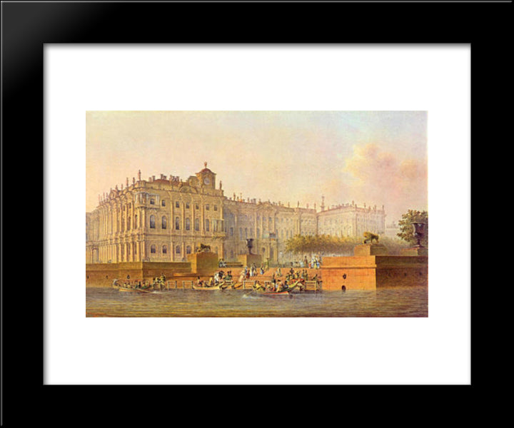 View Of The Winter Palace From The West 20x24 Black Modern Wood Framed Art Print Poster by Sadovnikov, Vasily