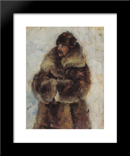 A. I. Surikov With Fur Coat. Study To Taking The Snow Town. 20x24 Black Modern Wood Framed Art Print Poster by Surikov, Vasily