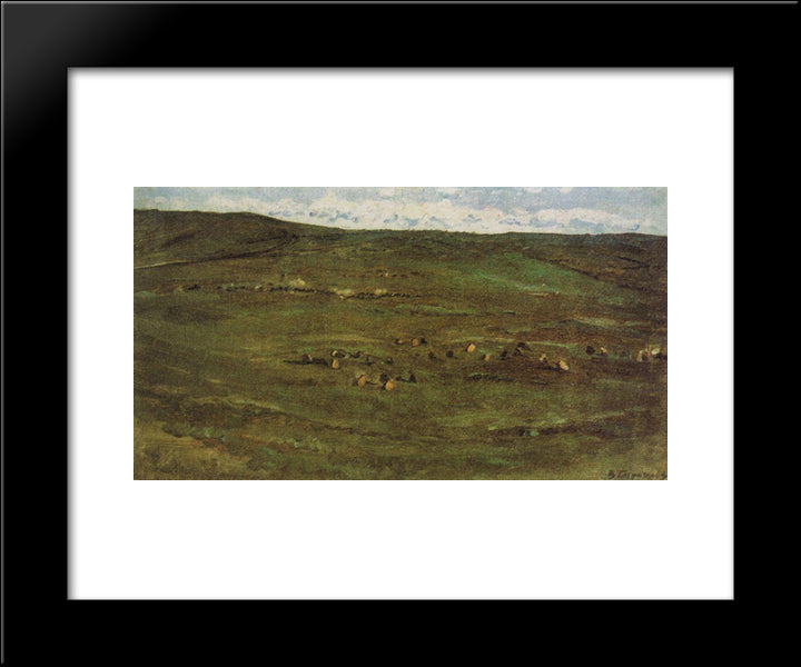 A Herd Of Horses In Baraba Steppes 20x24 Black Modern Wood Framed Art Print Poster by Surikov, Vasily