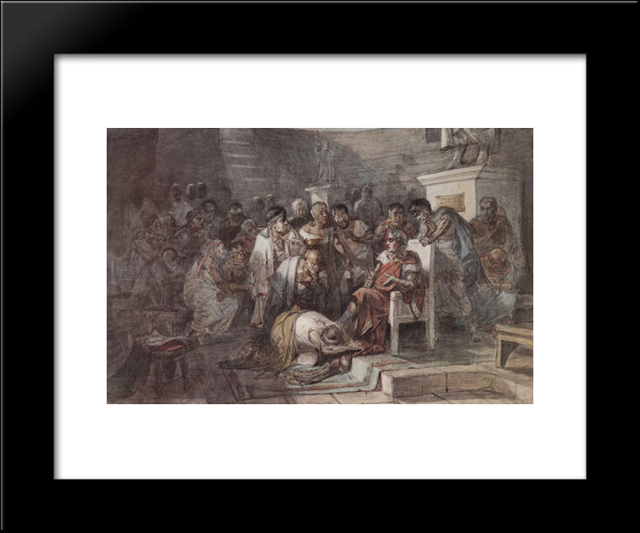 Assassination Of Julius Caesar 20x24 Black Modern Wood Framed Art Print Poster by Surikov, Vasily