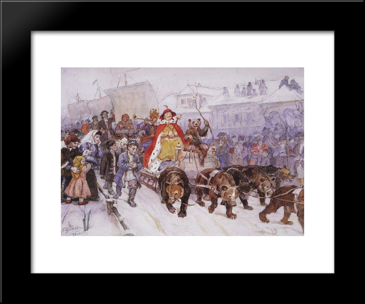 Big Masquerade In 1772 On The Streets Of Moscow With The Participation Of Peter I And Princer I. F. Romodanovsky 20x24 Black Modern Wood Framed Art Print Poster by Surikov, Vasily