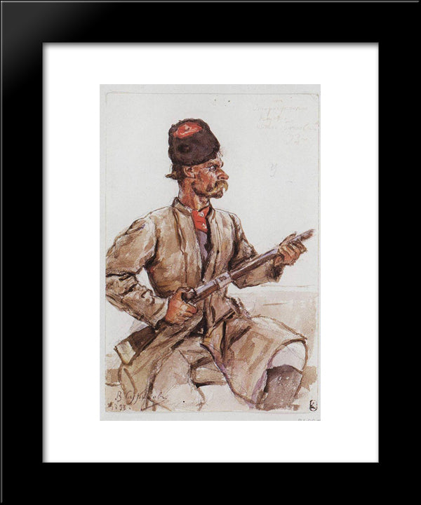 Cossack With Gun 20x24 Black Modern Wood Framed Art Print Poster by Surikov, Vasily