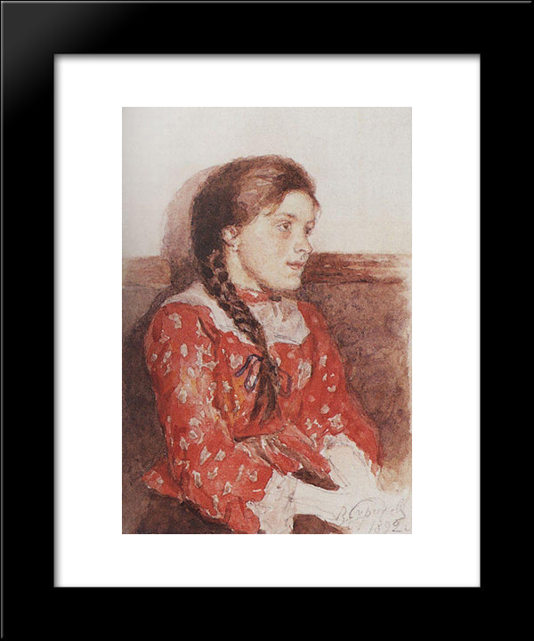 Girl With A Red Jacket 20x24 Black Modern Wood Framed Art Print Poster by Surikov, Vasily