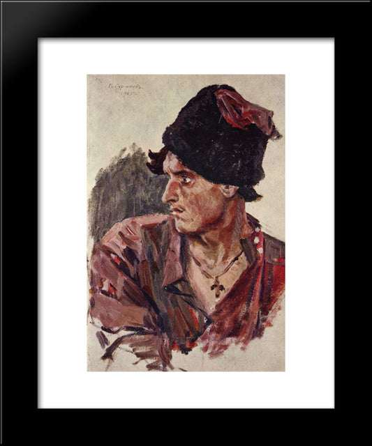 Head Of A Young Cossack 20x24 Black Modern Wood Framed Art Print Poster by Surikov, Vasily