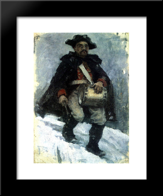 Soldier With Drum 20x24 Black Modern Wood Framed Art Print Poster by Surikov, Vasily