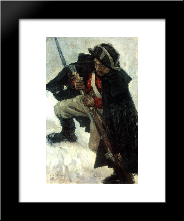 Soldier With Gun 20x24 Black Modern Wood Framed Art Print Poster by Surikov, Vasily