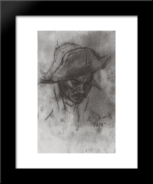 Soldier'S Head In A Cocked Hat 20x24 Black Modern Wood Framed Art Print Poster by Surikov, Vasily