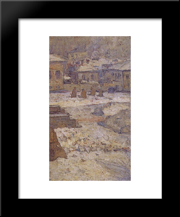 Square In Front Of The Museum Of Fine Arts In Moscow 20x24 Black Modern Wood Framed Art Print Poster by Surikov, Vasily