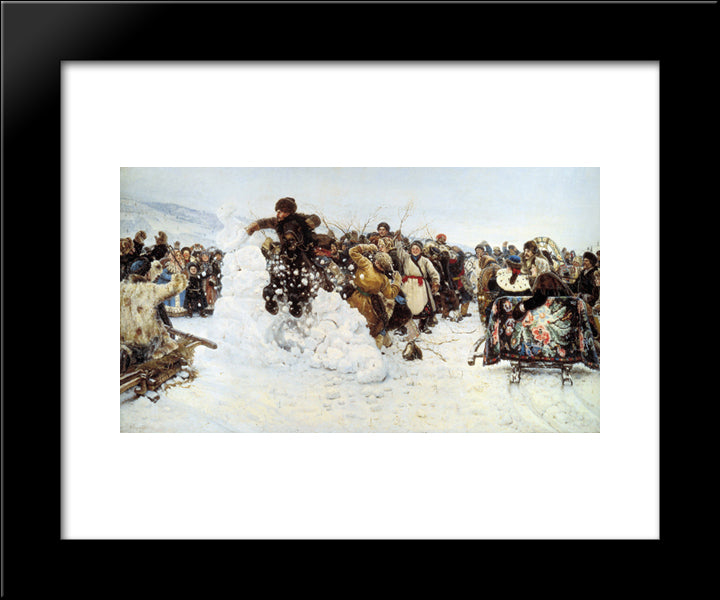 Taking A Snowy Town 20x24 Black Modern Wood Framed Art Print Poster by Surikov, Vasily