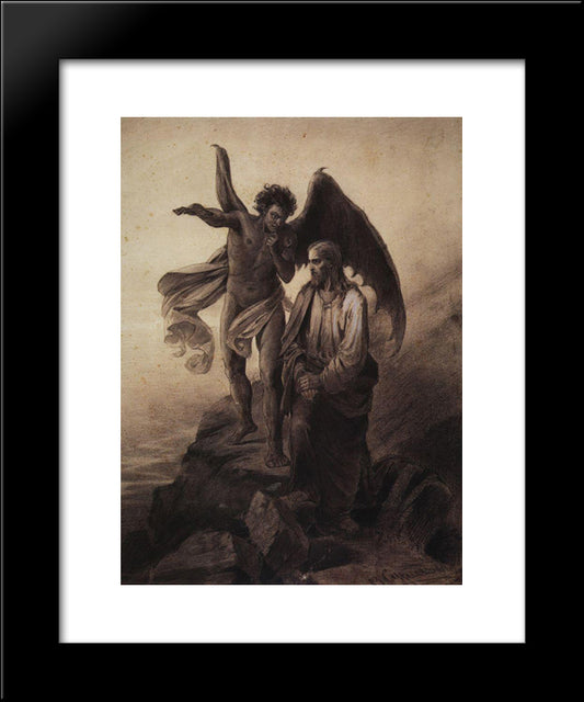 Temptation Of Christ 20x24 Black Modern Wood Framed Art Print Poster by Surikov, Vasily