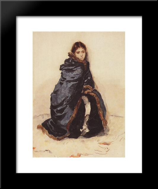 The Elder Menshikov'S Daughter 20x24 Black Modern Wood Framed Art Print Poster by Surikov, Vasily