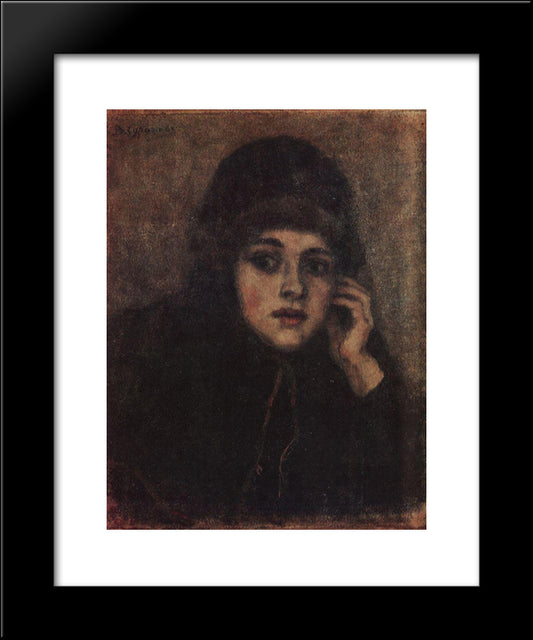 The Head Of Nun 20x24 Black Modern Wood Framed Art Print Poster by Surikov, Vasily