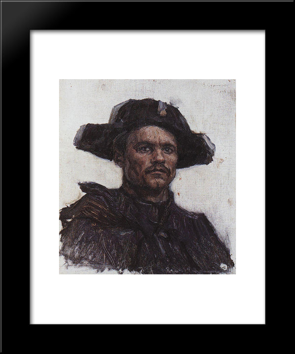 The Head Of Soldier-Drummer 20x24 Black Modern Wood Framed Art Print Poster by Surikov, Vasily