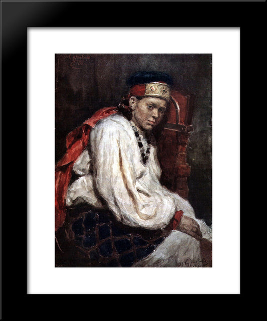 The Model In The Ancient Russian Costume 20x24 Black Modern Wood Framed Art Print Poster by Surikov, Vasily