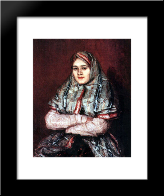 Townswoman. Portrait Of Alexandra I. Yemelyanova Nee Schrader 20x24 Black Modern Wood Framed Art Print Poster by Surikov, Vasily