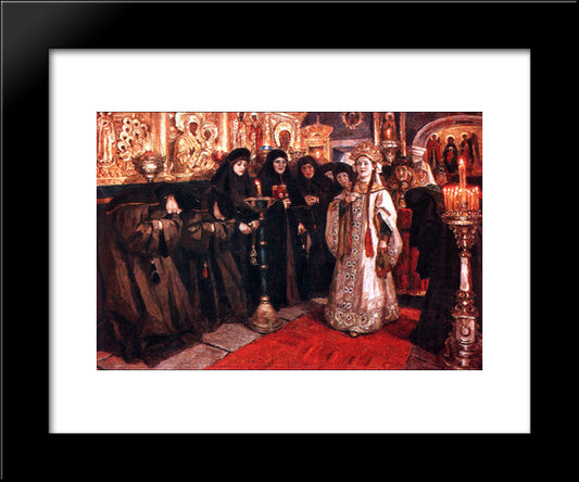 Tsarevna'S Visit Of Nunnery 20x24 Black Modern Wood Framed Art Print Poster by Surikov, Vasily