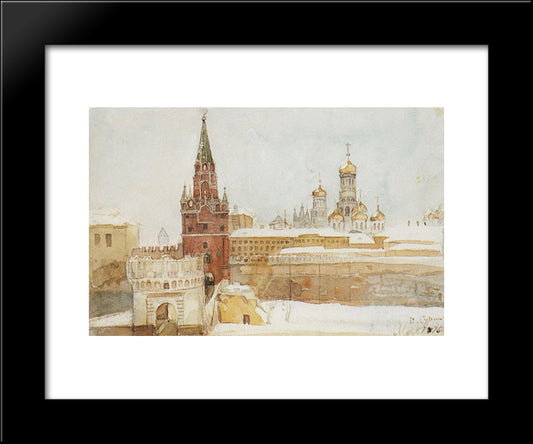 View Of Kremlin At Winter 20x24 Black Modern Wood Framed Art Print Poster by Surikov, Vasily