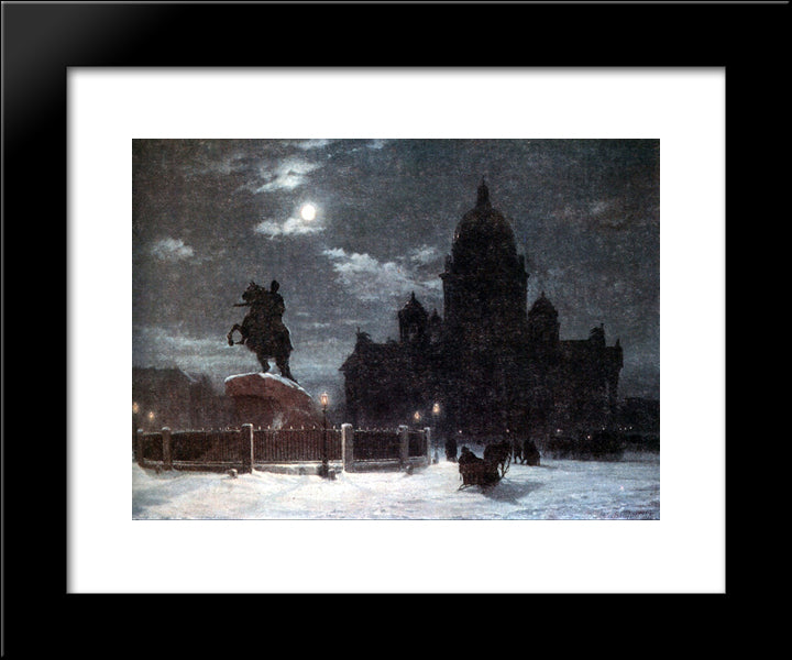 View Of Monument To Peter I On The Senate Square In St. Petersburg 20x24 Black Modern Wood Framed Art Print Poster by Surikov, Vasily