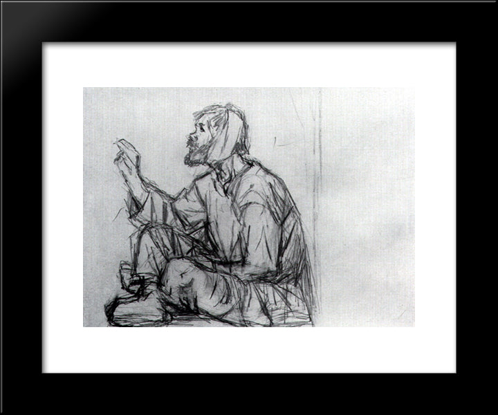 Whacky, Seated On The Ground (Study To Boyarynya Morozova) 20x24 Black Modern Wood Framed Art Print Poster by Surikov, Vasily