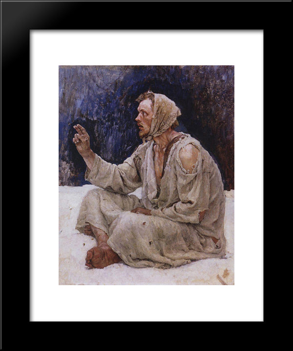 Whacky, Seated On The Snow (Study To Boyarynya Morozova) 20x24 Black Modern Wood Framed Art Print Poster by Surikov, Vasily