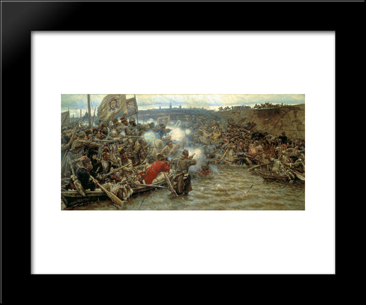 Yermak'S Conquest Of Siberia 20x24 Black Modern Wood Framed Art Print Poster by Surikov, Vasily