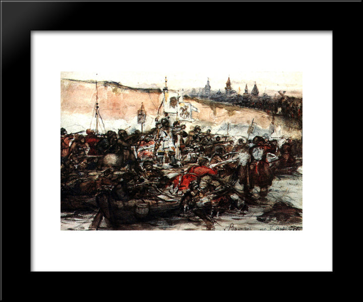 Yermak'S Conquest Of Siberia (Study) 20x24 Black Modern Wood Framed Art Print Poster by Surikov, Vasily