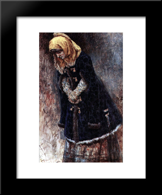 Young Lady With Blue Fur Coat 20x24 Black Modern Wood Framed Art Print Poster by Surikov, Vasily