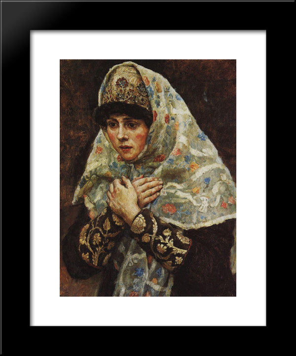 Young Lady With His Arms Folded (Study To Boyarynya Morozova) 20x24 Black Modern Wood Framed Art Print Poster by Surikov, Vasily