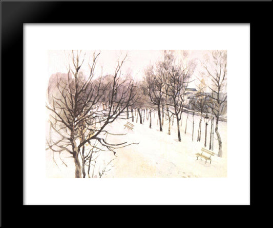 Zubovsky Boulevard In Winter 20x24 Black Modern Wood Framed Art Print Poster by Surikov, Vasily