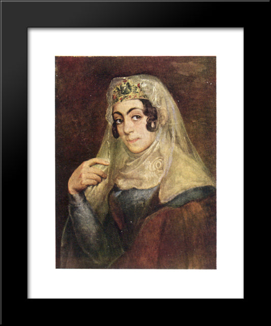 A Portrait Of A Georgian Woman 20x24 Black Modern Wood Framed Art Print Poster by Tropinin, Vasily