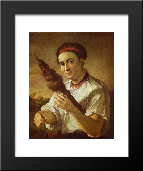 A Spinner 20x24 Black Modern Wood Framed Art Print Poster by Tropinin, Vasily