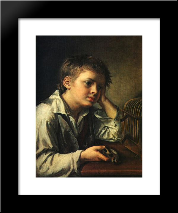 Boy With A Dead Goldfinch 20x24 Black Modern Wood Framed Art Print Poster by Tropinin, Vasily