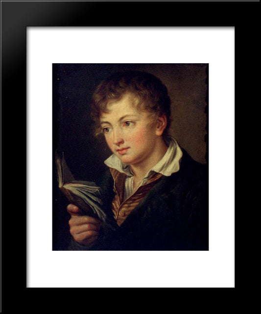 Boy With Book 20x24 Black Modern Wood Framed Art Print Poster by Tropinin, Vasily
