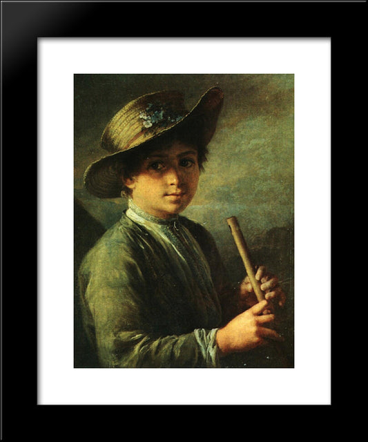 Boy With Zhaleyka 20x24 Black Modern Wood Framed Art Print Poster by Tropinin, Vasily