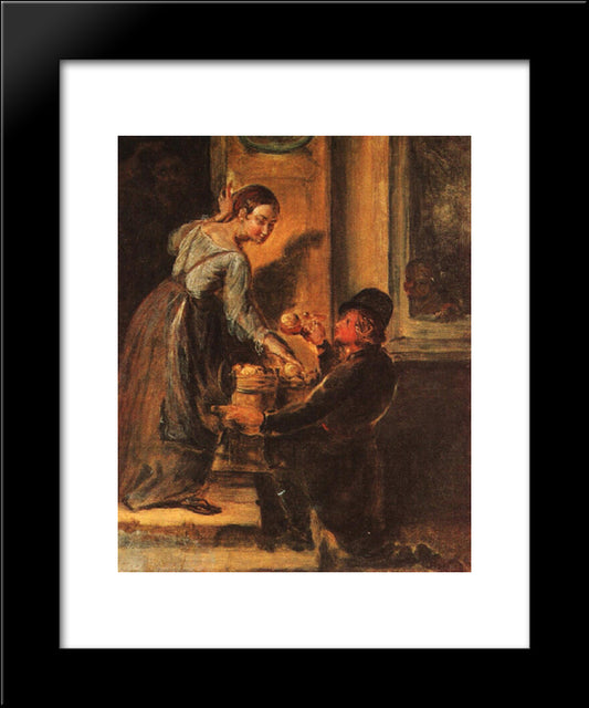 Buying Apples From A Peddler. Study 20x24 Black Modern Wood Framed Art Print Poster by Tropinin, Vasily