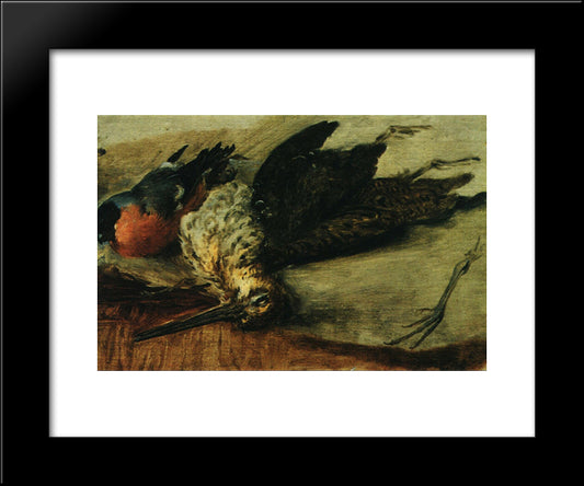 Grouse And Bullfinch. Study 20x24 Black Modern Wood Framed Art Print Poster by Tropinin, Vasily