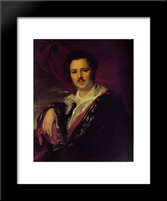 Maikov Nicholas Apollonovich 20x24 Black Modern Wood Framed Art Print Poster by Tropinin, Vasily