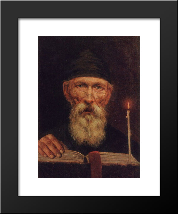 Monk With Candle 20x24 Black Modern Wood Framed Art Print Poster by Tropinin, Vasily