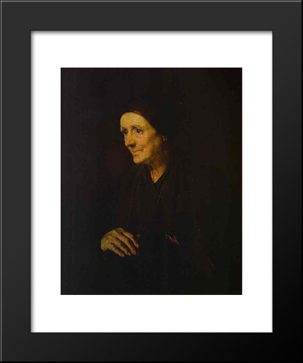 Old Woman With A Hen (Portrait Of The Artist`S Wife) 20x24 Black Modern Wood Framed Art Print Poster by Tropinin, Vasily