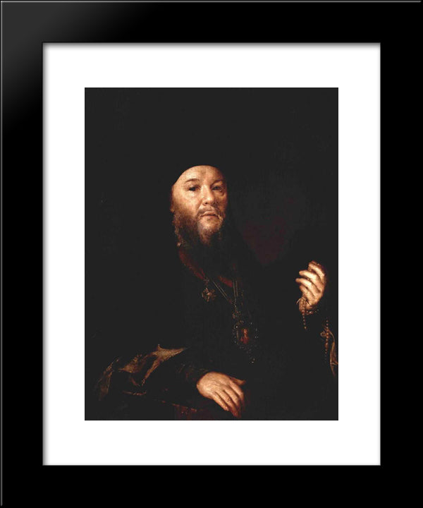 Portrait De L`Archimandrite Theophane 20x24 Black Modern Wood Framed Art Print Poster by Tropinin, Vasily