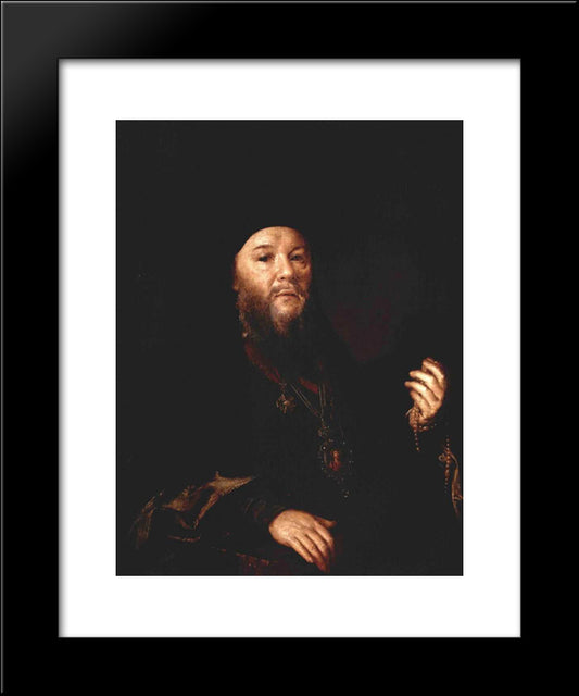 Portrait De L`Archimandrite Theophane 20x24 Black Modern Wood Framed Art Print Poster by Tropinin, Vasily