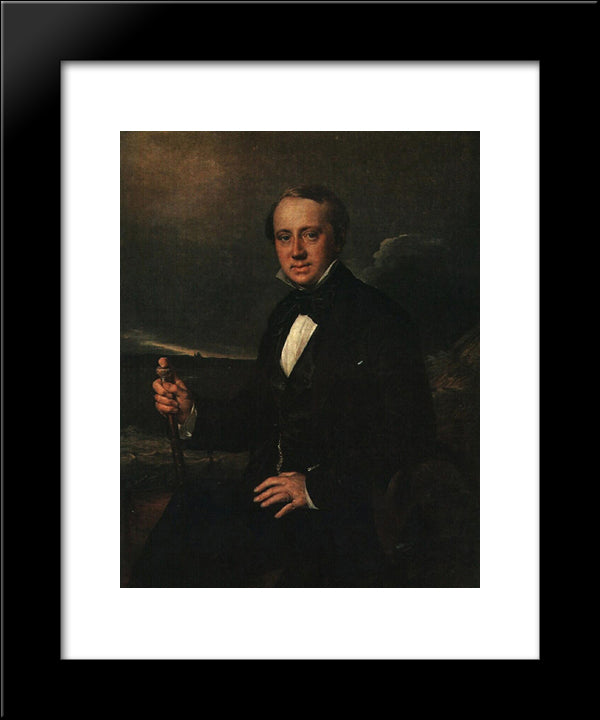 Portrait Of A. A. Sapozhnikov 20x24 Black Modern Wood Framed Art Print Poster by Tropinin, Vasily