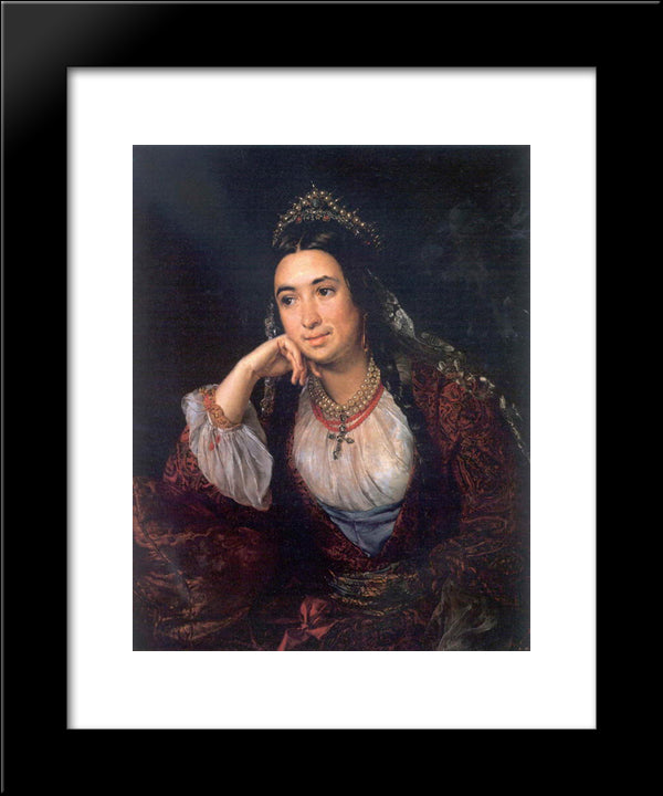 Portrait Of A Writer V.I.Lizogub 20x24 Black Modern Wood Framed Art Print Poster by Tropinin, Vasily
