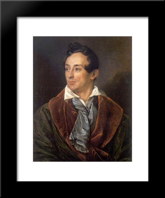 Portrait Of A Young Man In A Green Robe 20x24 Black Modern Wood Framed Art Print Poster by Tropinin, Vasily