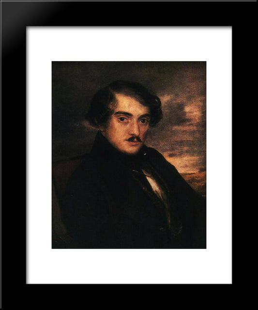 Portrait Of Alexander Fedorovich Zaikin. Etude 20x24 Black Modern Wood Framed Art Print Poster by Tropinin, Vasily