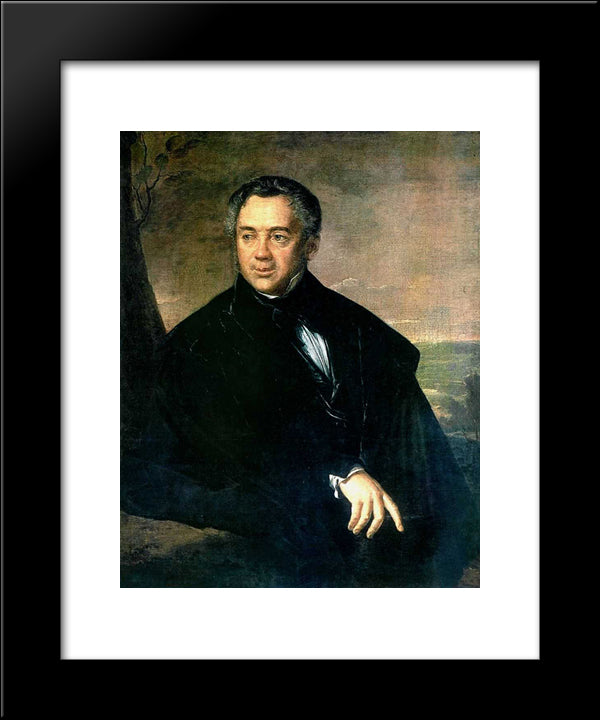 Portrait Of An Unknown 20x24 Black Modern Wood Framed Art Print Poster by Tropinin, Vasily